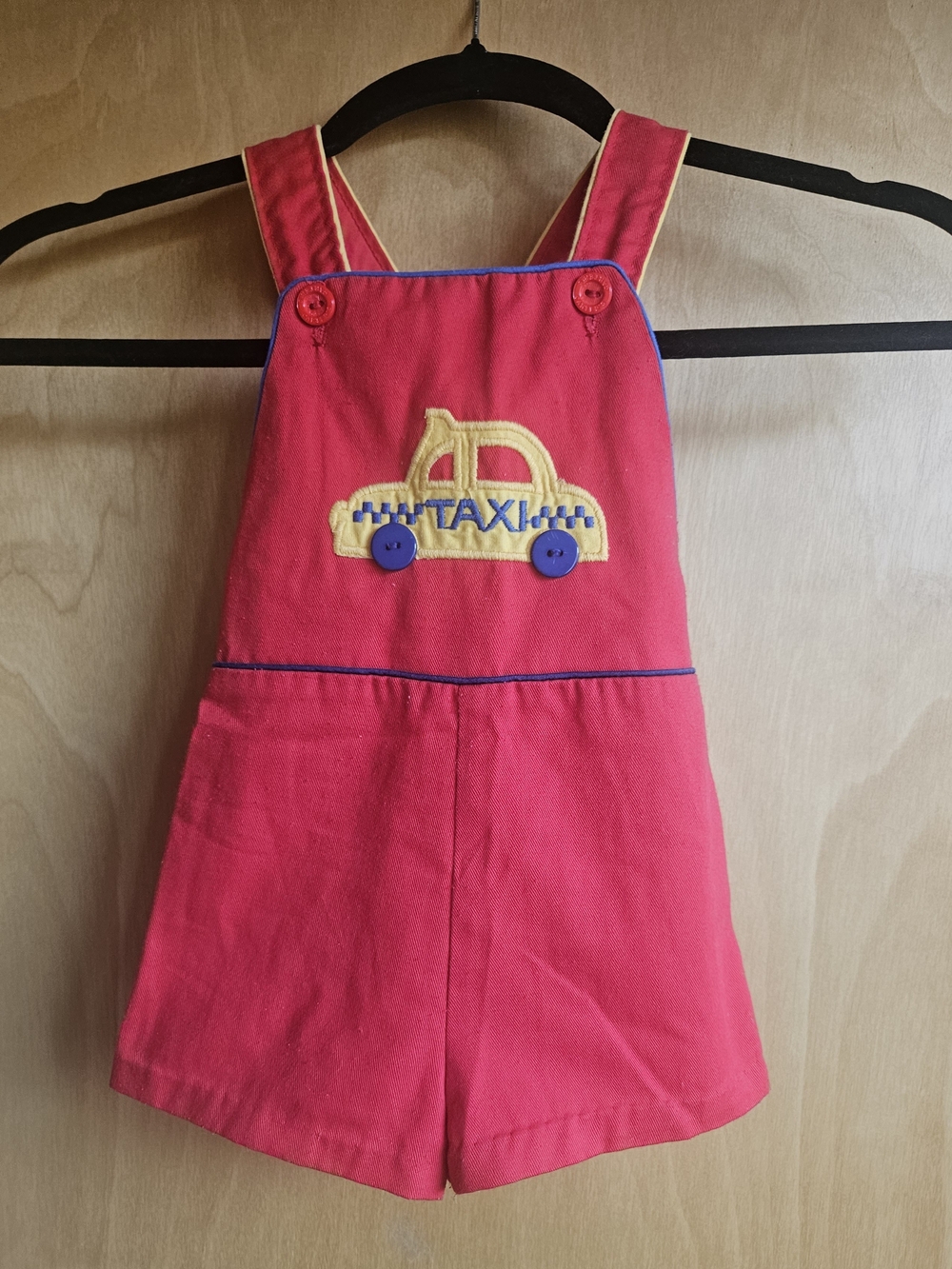 Vintage Carter's Red Shortalls with Yellow Taxi Applique
